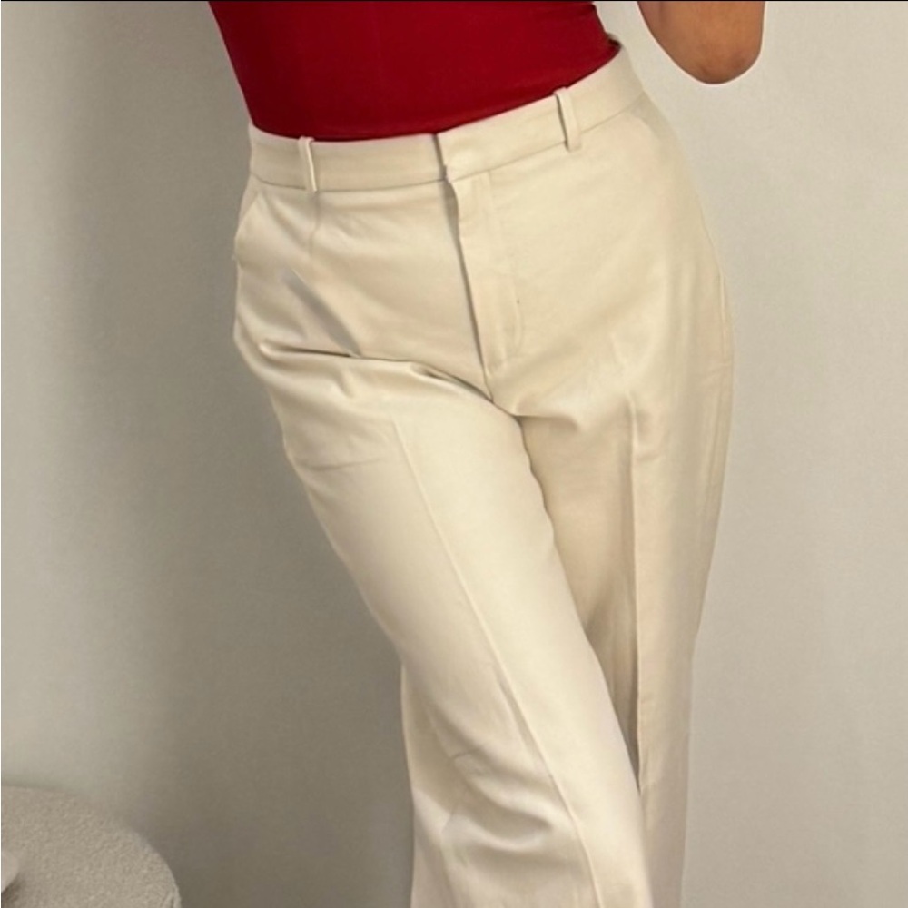 Mid-rise Straight White / Cream Trousers | 100% cotton